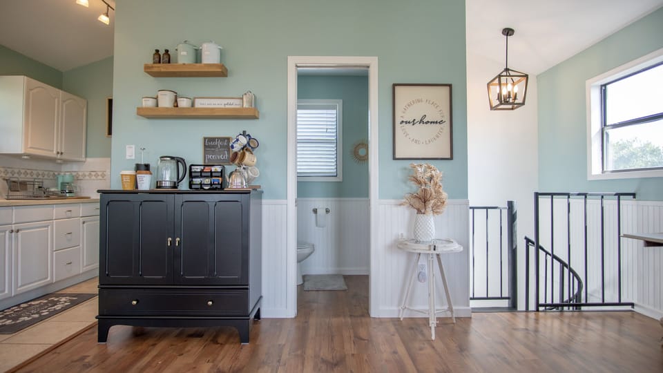 Coffee bar and stairs