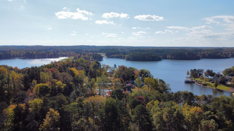 Aerial photo from lake house.  Across from the boat drop and Marina. 