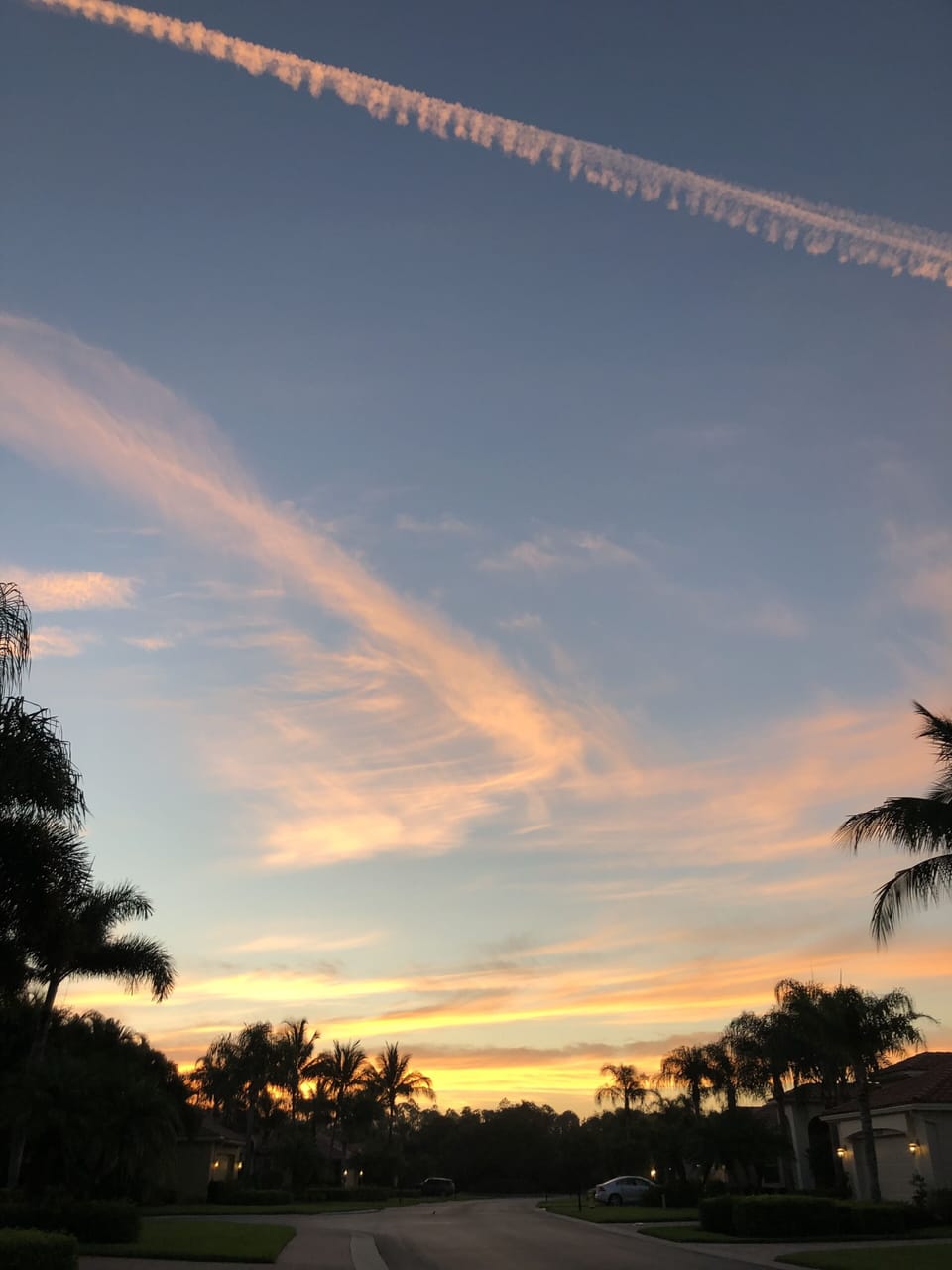 The beautiful sunsets while taking a walk around he community.