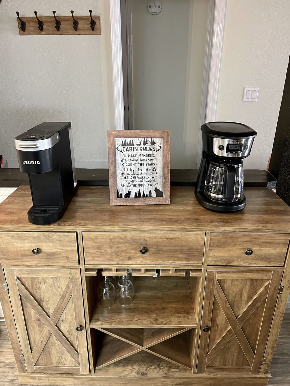 Coffee area in kitchen.