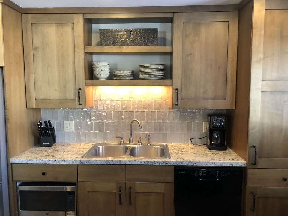 Newly updated tile backsplash in kitchen
