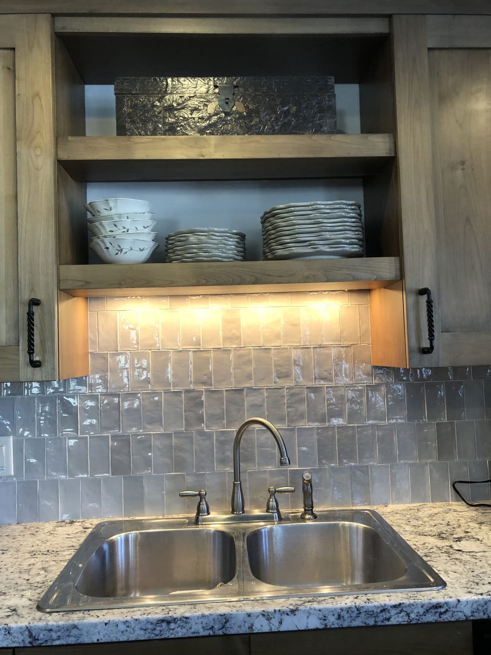 Newly updated tile backsplash in kitchen
