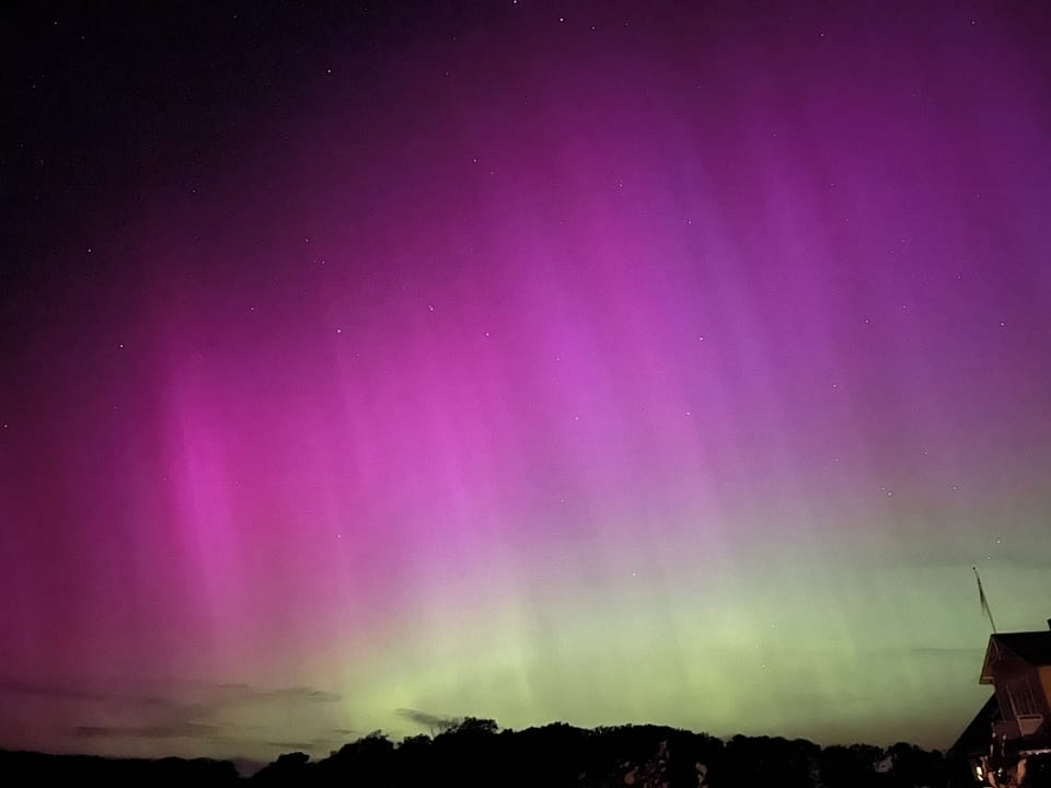 2024 solar storms - aurora borealis, photo from the house