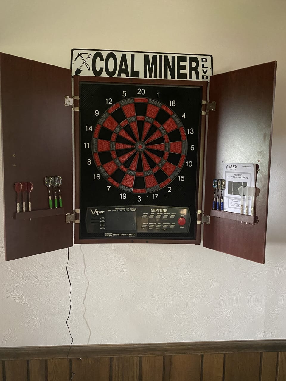 The bar area has an electronic dartboard for your enjoyment. 