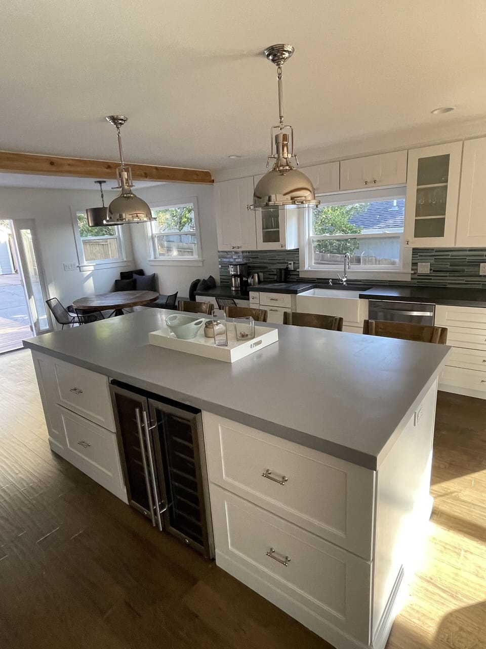 Kitchen island, including wine cooler