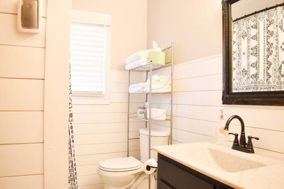 Freshen up in our charming and clean bathroom, stocked with all the essentials!