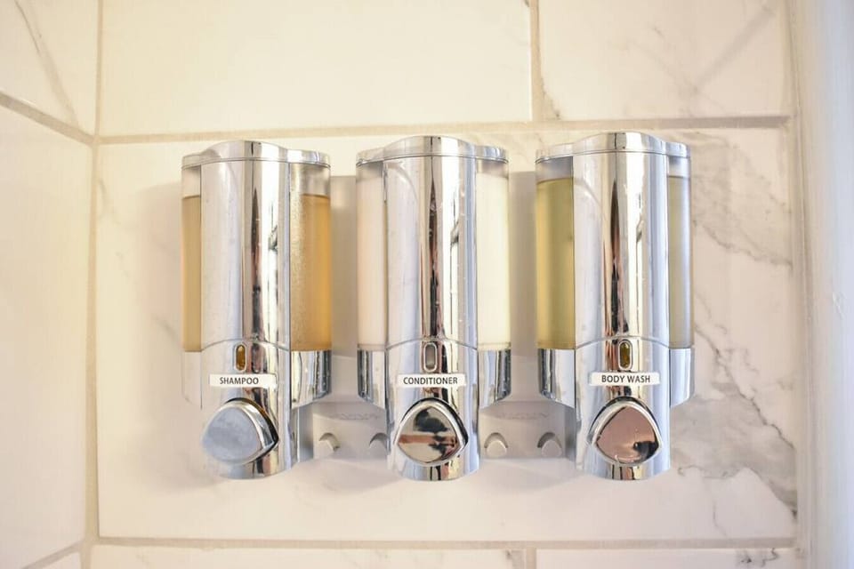 We provide shampoo, conditioner, and body wash for your convenience, so you can travel light and still feel fresh and clean during your stay.