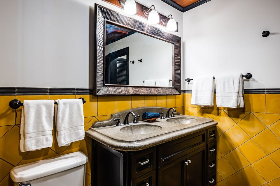 Master Bathroom. - Cast stone double sink.
