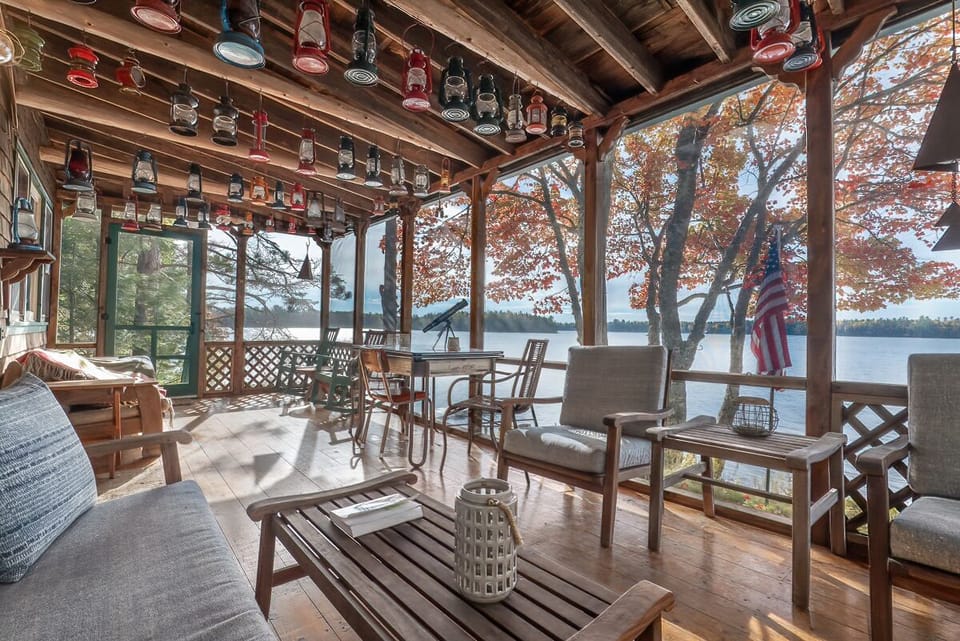 This rare screen porch is where you can relax and take an afternoon nap
