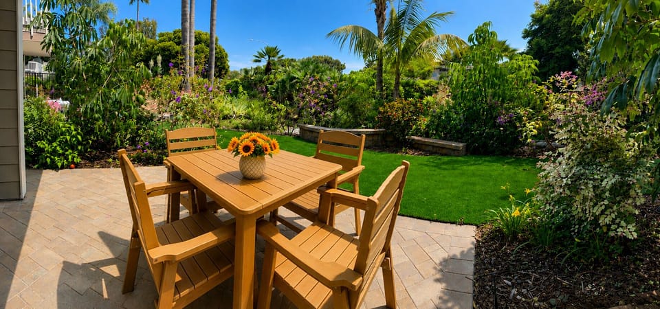 Gated garden area shared with three neighboring condos