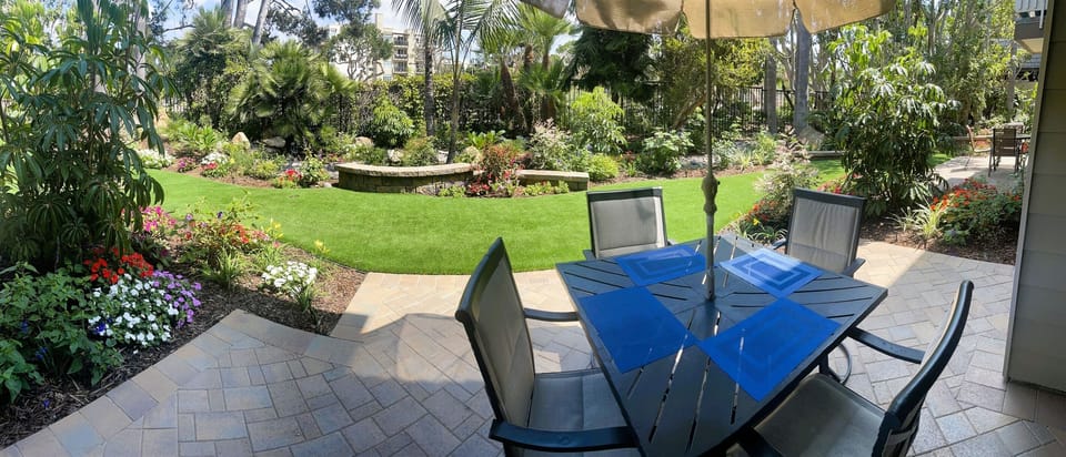 Private Garden off Patio shared with 3 condos.
