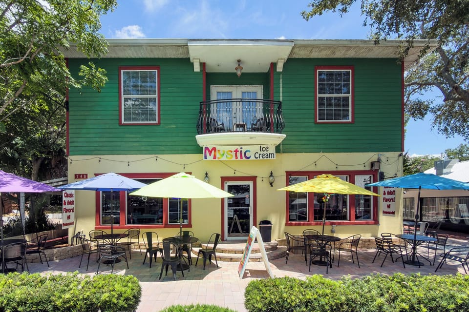 The Dora is located above Mystic Ice Cream store. 