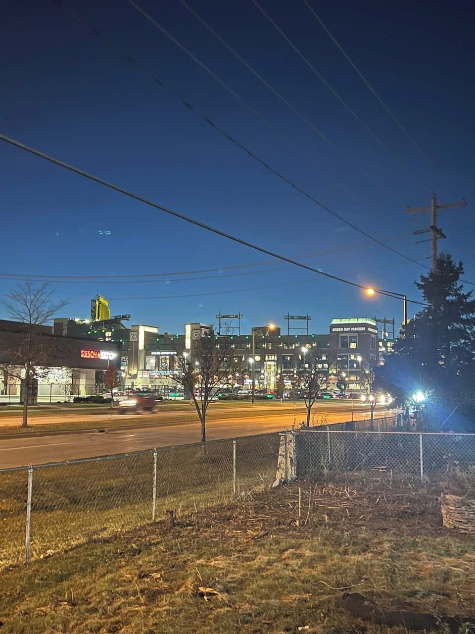 View from backyard at night