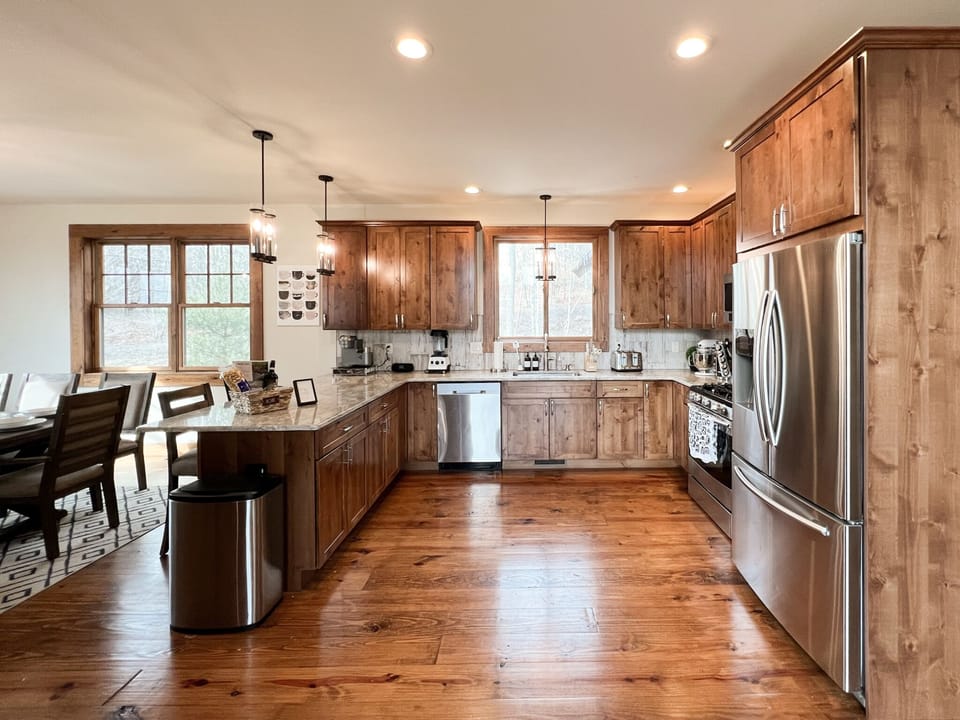 Our large kitchen opens into the dining room area for easy entertaining.