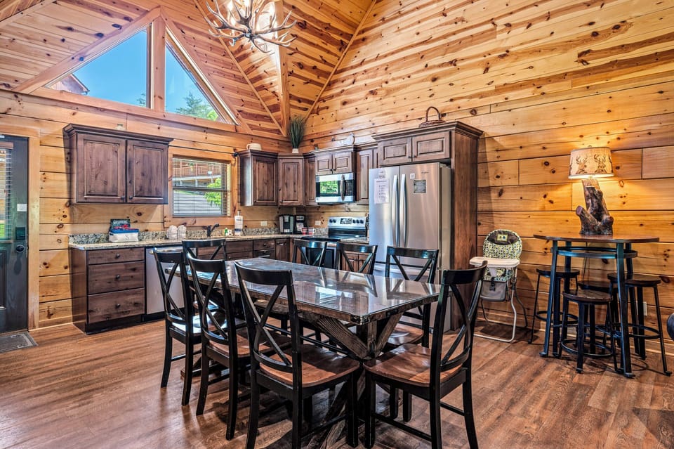 The kitchen extends from the lounge in the open-plan space.