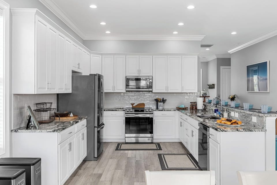 The kitchen offers top of the line appliances and plenty of space for everyone to help out. But your on vacation ask us about our list of recommended in-house chefs.  