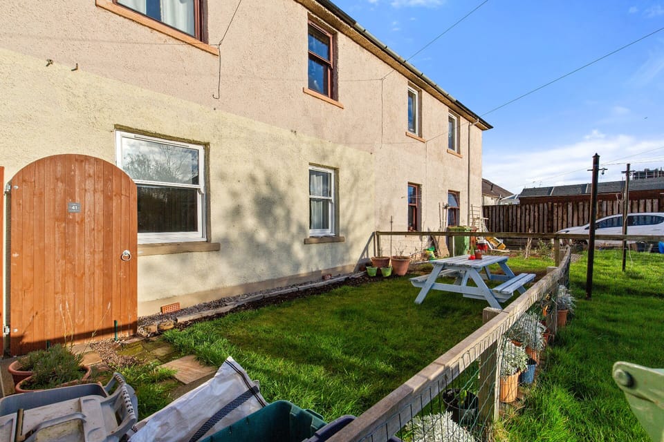 Back garden with garden bench