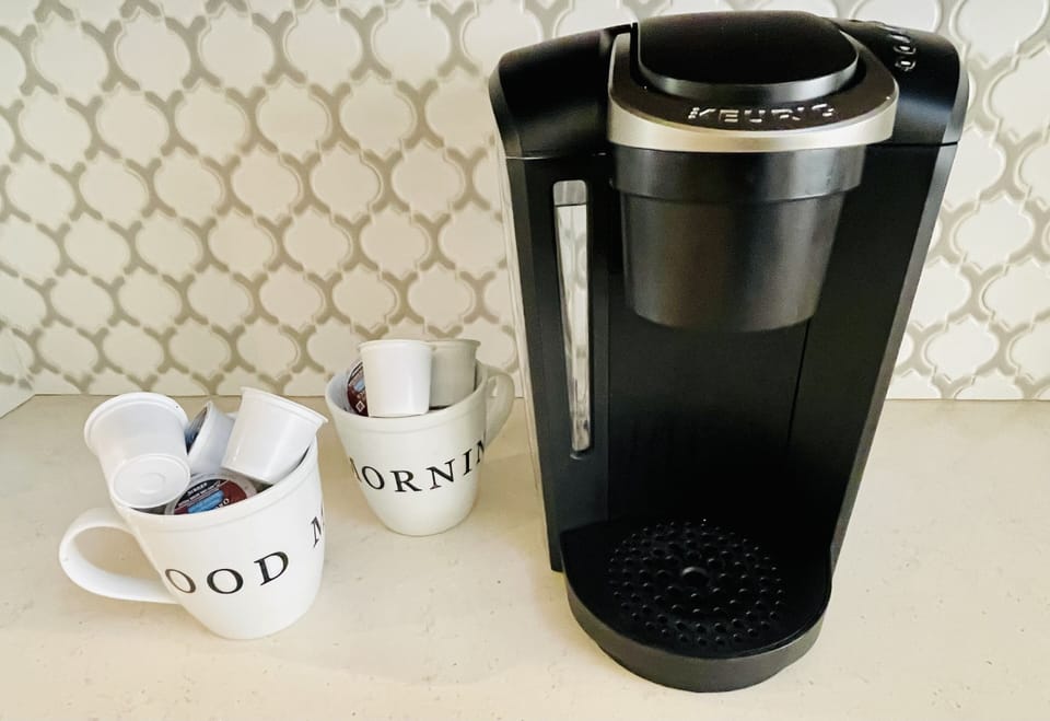 Coffee anyone? Keurig and Mr. Coffee machines are ready to start your day.