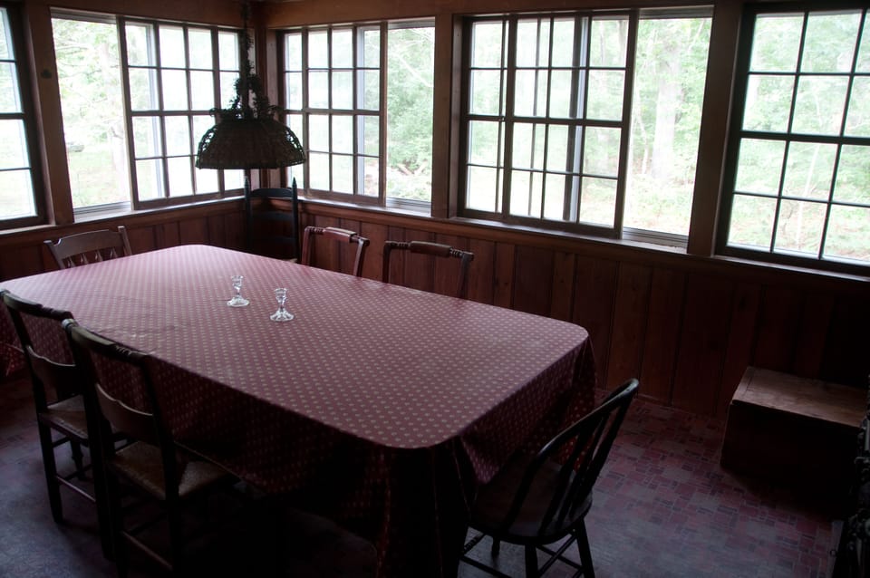 Dining porch, access to outside and shed
