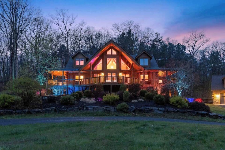 Gorgeous landscaping surrounds our stunning modern cabin
