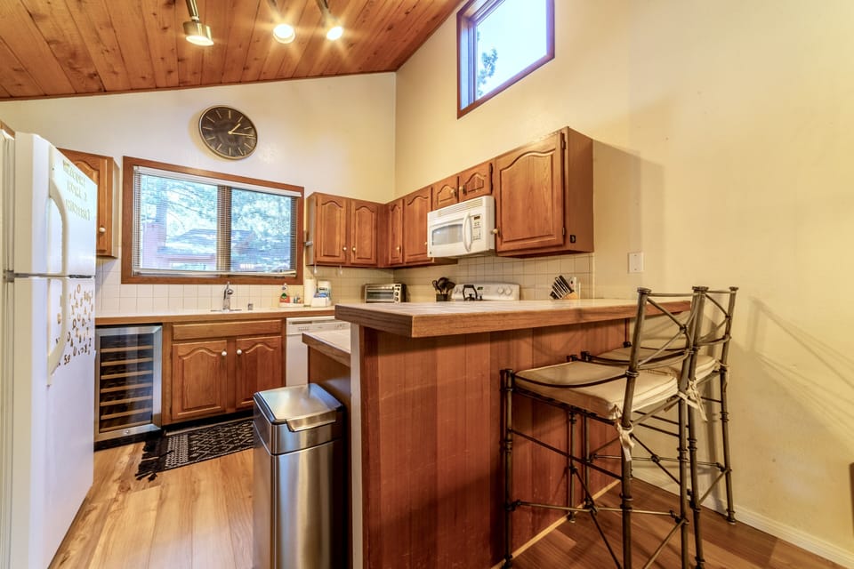 Bar seating in the kitchen.