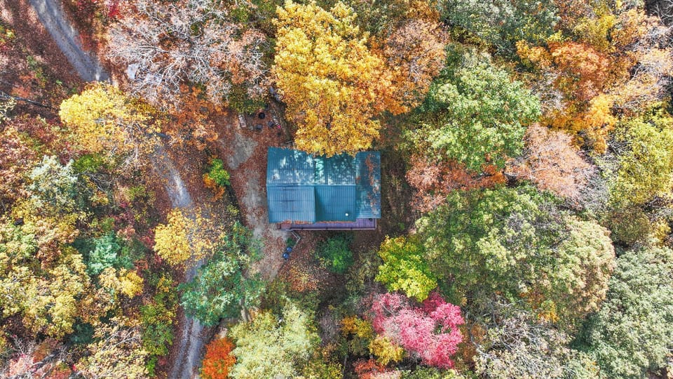 Bird's-eye view: this cabin is stunning during peak fall season.