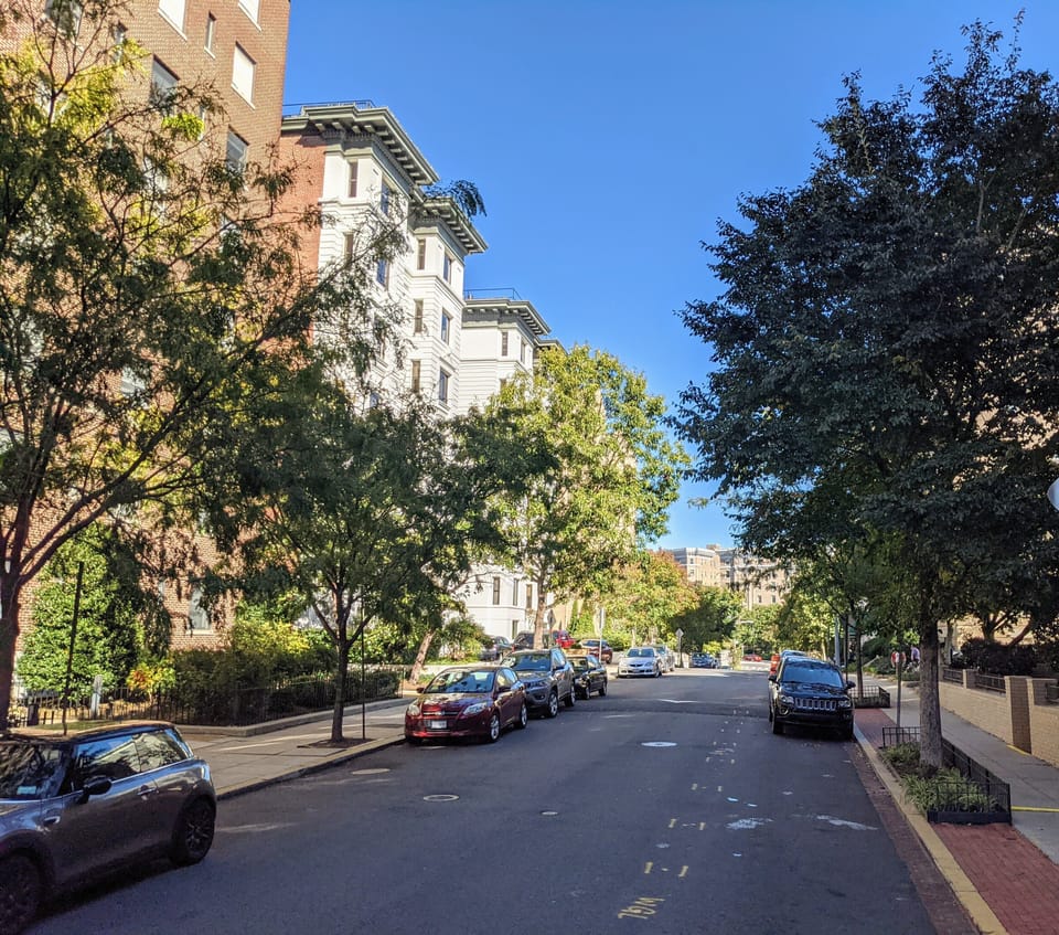 Quiet, residential one way street, 1/2 block from vibrant nightlife.