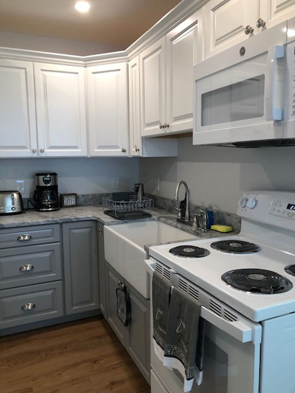 Kitchen with microwave