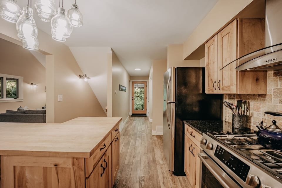 Indoors, Kitchen, Refrigerator, Hardwood, Floor