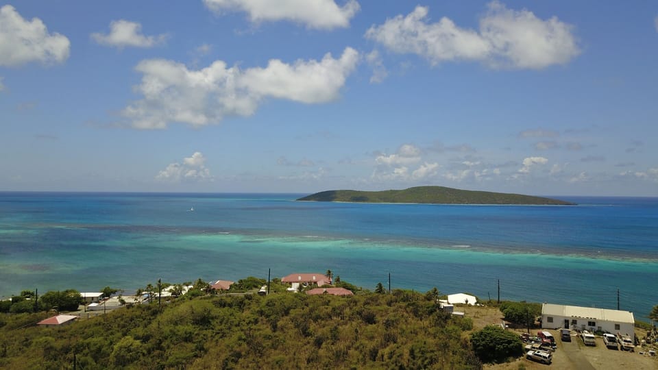 View from the decks overlooking the Caribbean Sea and Buck Island