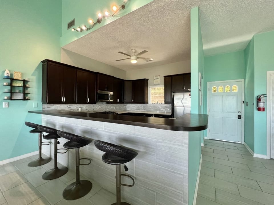 Upstairs kitchen and bar area