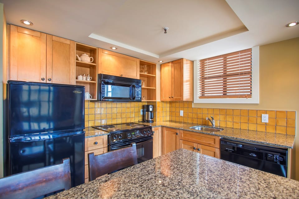 Cook up a quick meal in the gourmet kitchen.