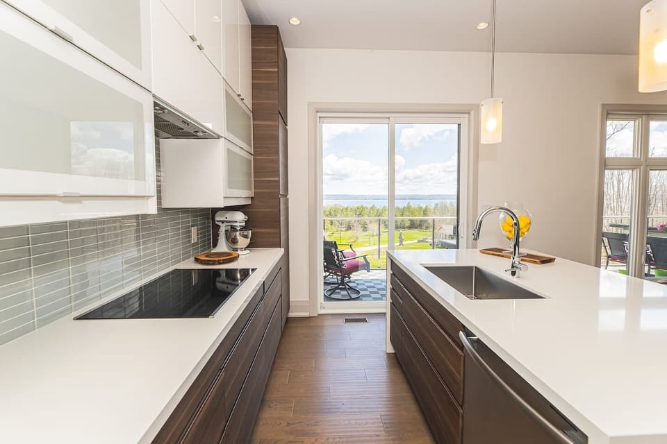 View from Kitchen 1. Induction Cooktop, SS Sink, SS Dishwasher. Quartz Counters.