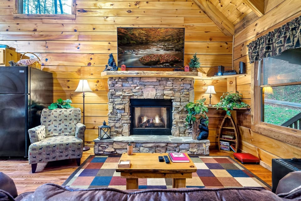 Cozy gas fireplace for cool mountain evenings