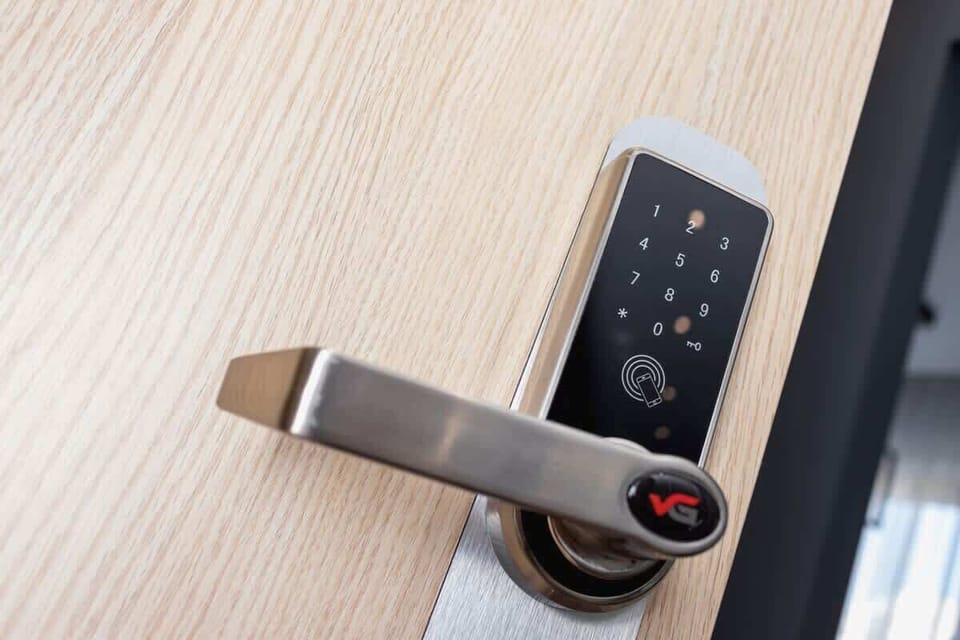 Code-protected front door handle.