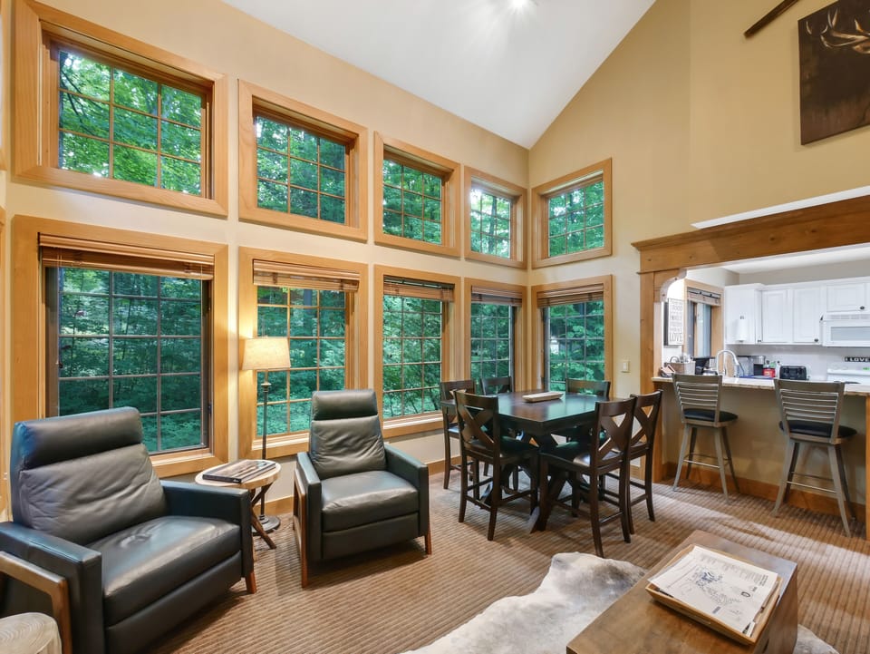 Relax in these chairs and enjoy a meal in this cozy room.  Sofa is a sleeper.
