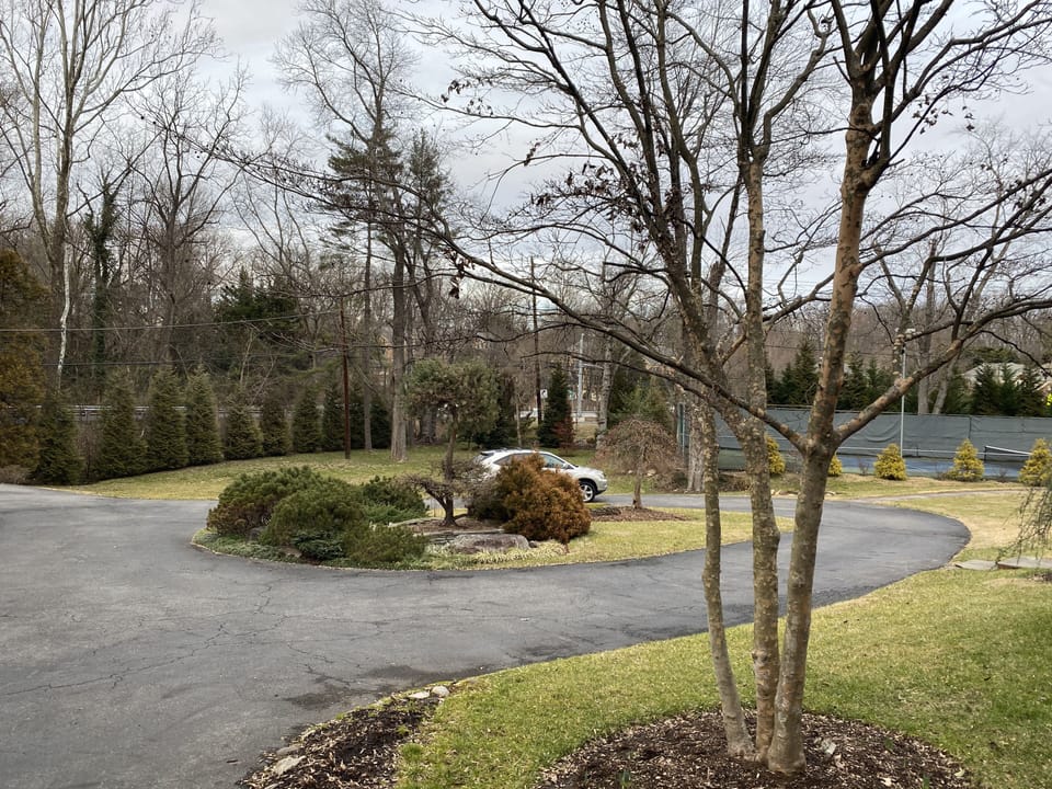 Parking on the private circular driveway or street 