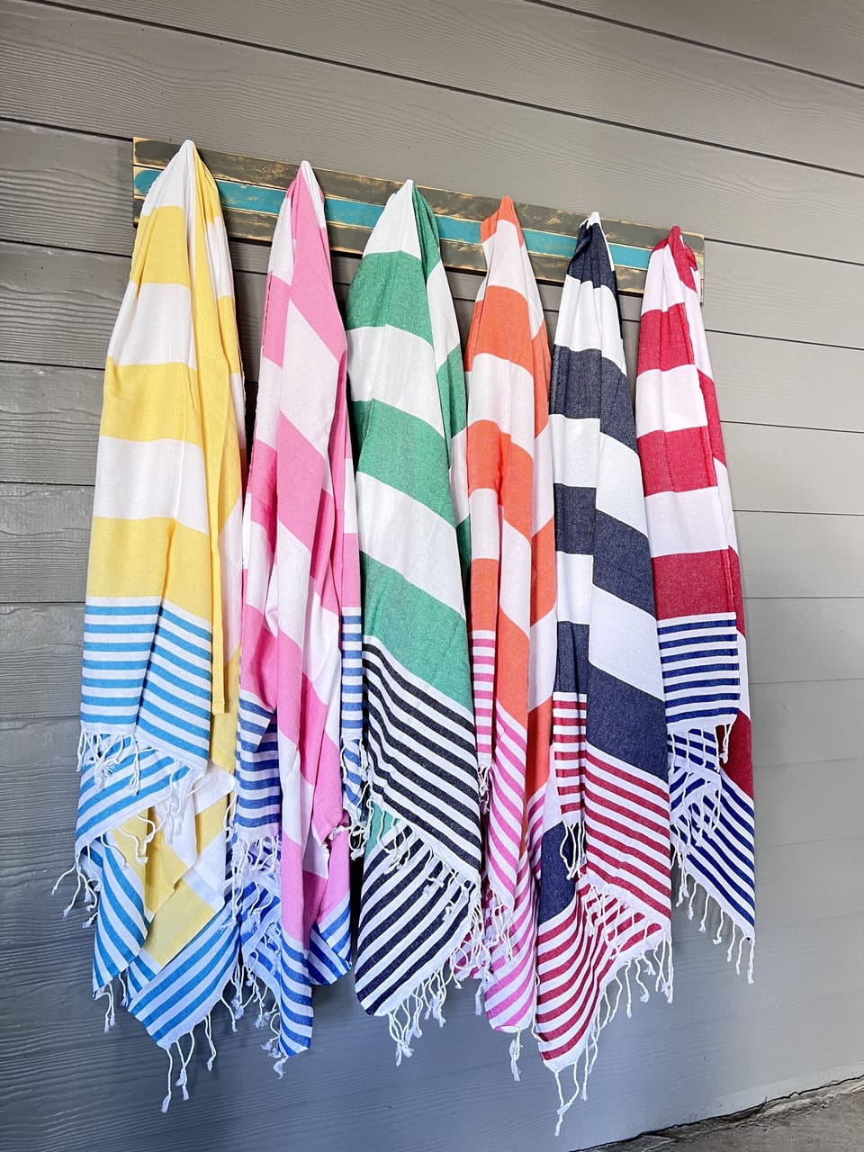 Cotton Turkish beach towels for guest use. 