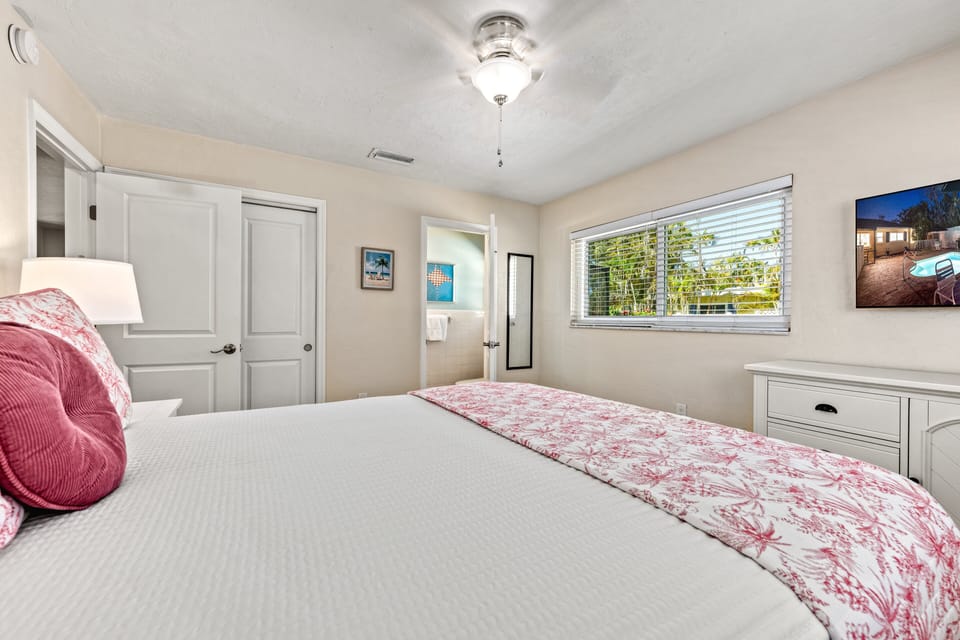 Bedroom 4 - with in-room television.