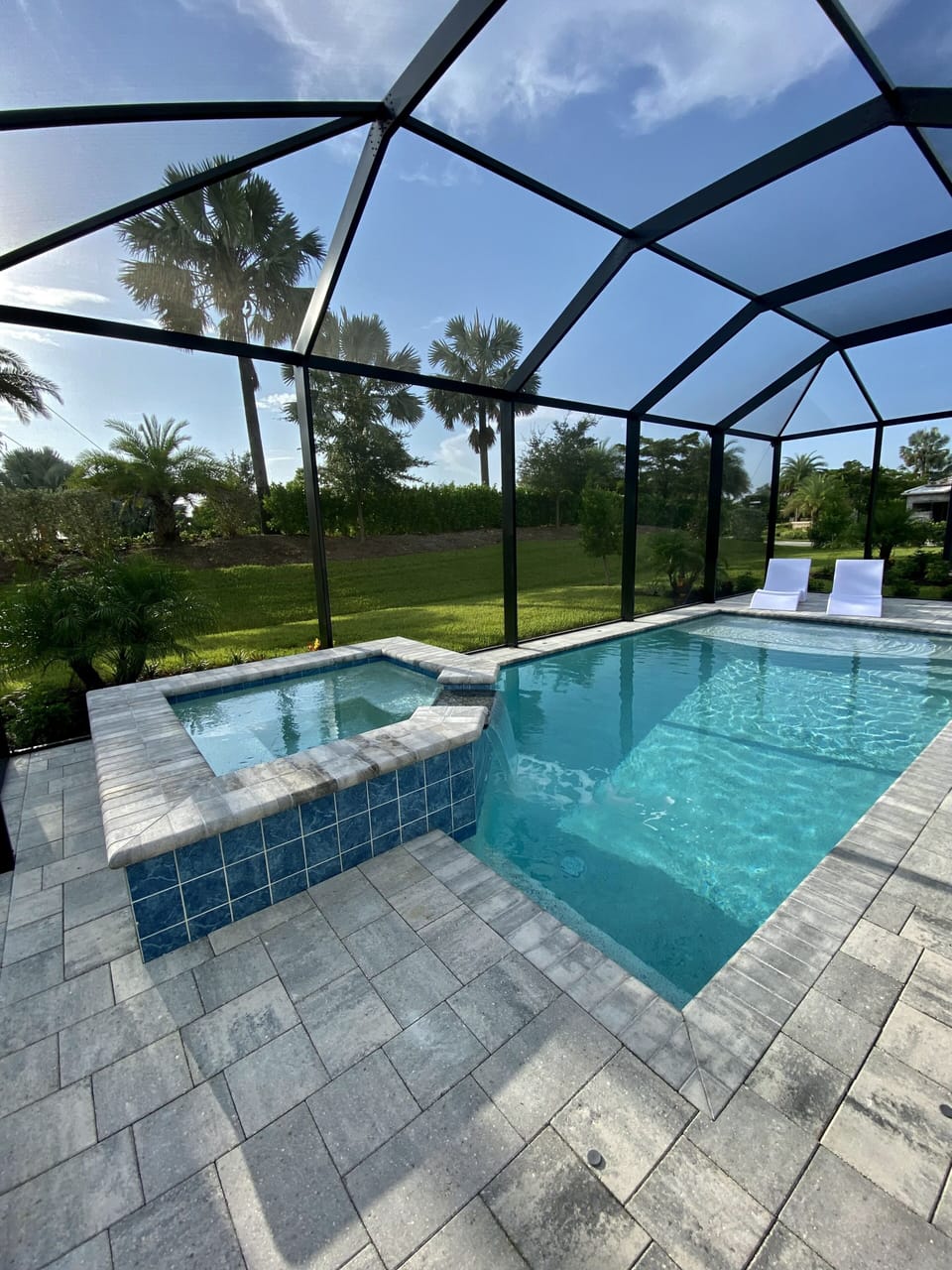 Heated Pool and Hot Tub With LED Multi Color Lighting 