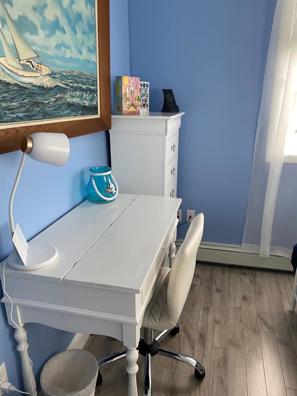 Desk with hardwired internet for those that need to check-in with work! 
