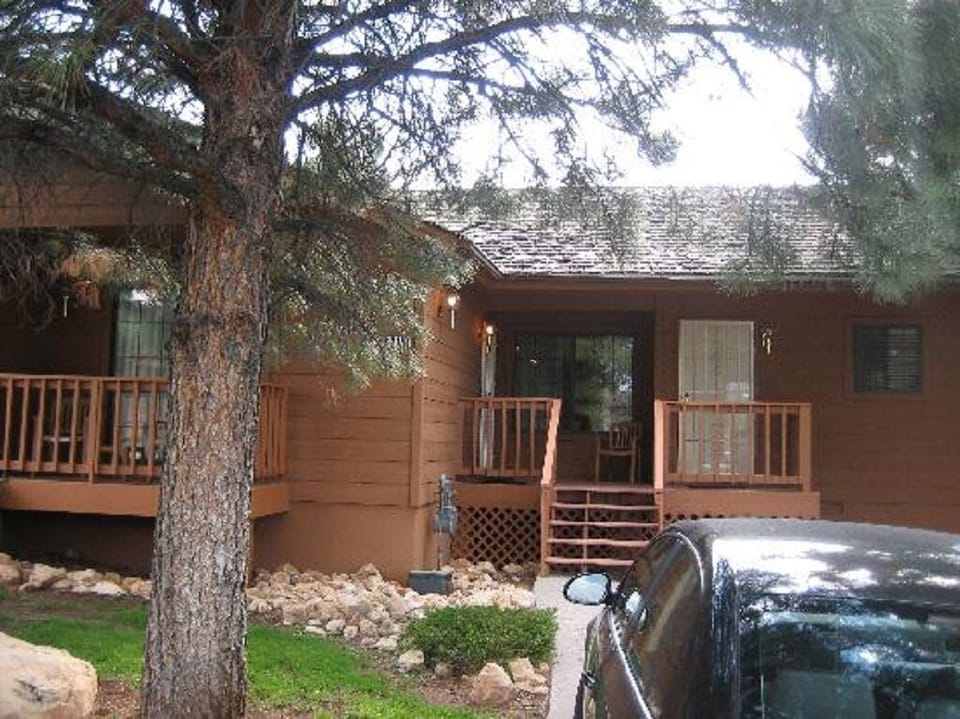 Outside front, the deck to the left side is the private deck off the unit.