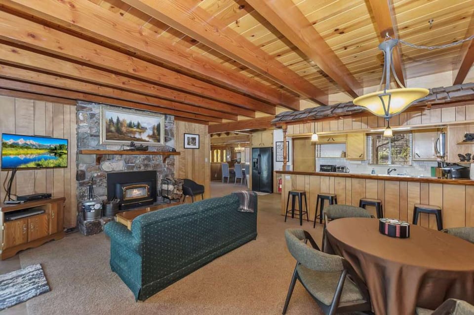 Cozy up by the fireplace. 