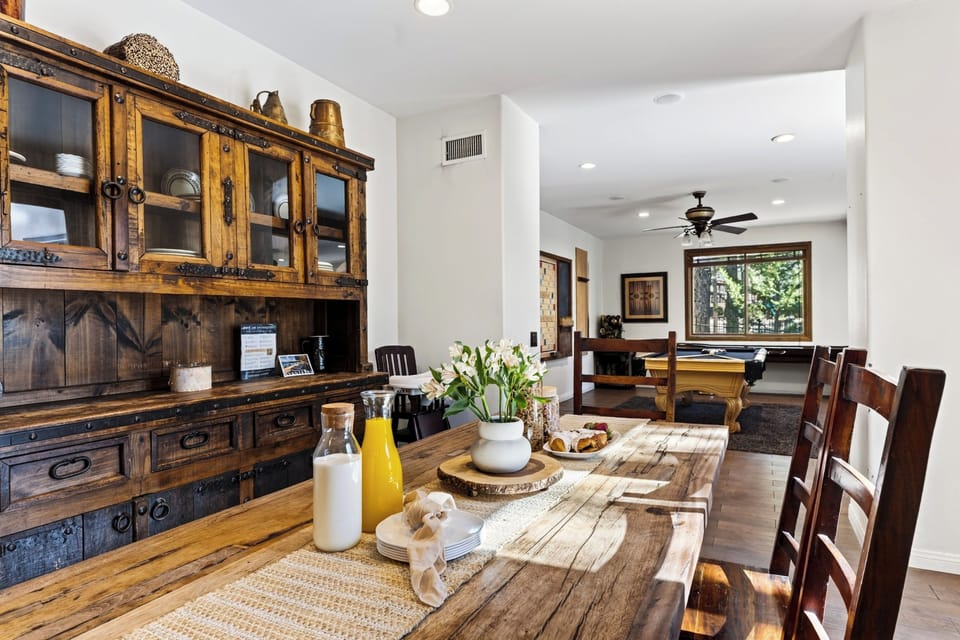 Gather around the rustic dining table for leisurely breakfasts and memorable group dinners.
