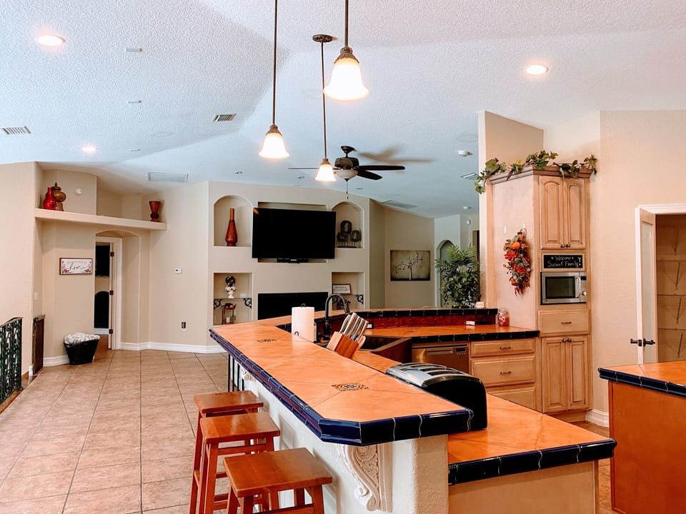 Family room with 75inch smart TV