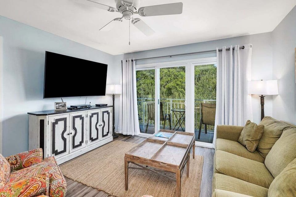 Beach Club 302 - Open Living Room with Private Balcony Access