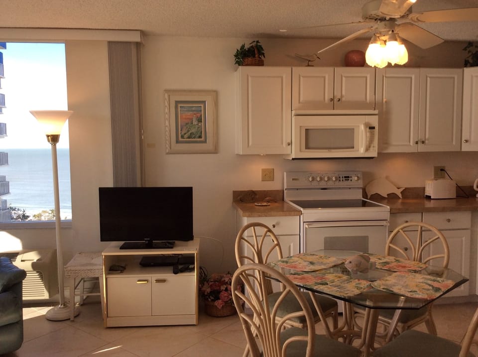 Living room -- picture window looks out at Gulf