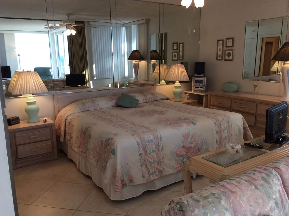 Spacious bedroom with king bed
