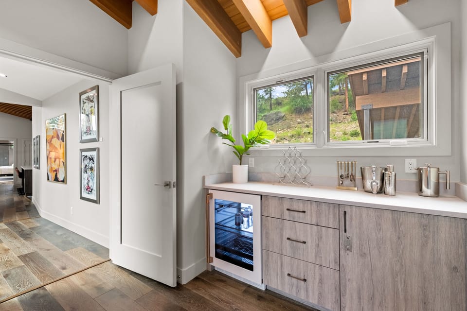 Entrance to the guest suite with its own mini-fridge