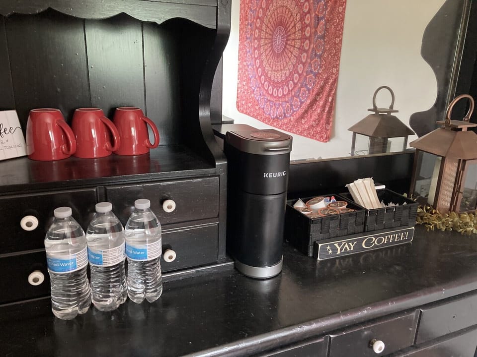 No need to go down to the kitchen to make your coffee. Enjoy your morning!